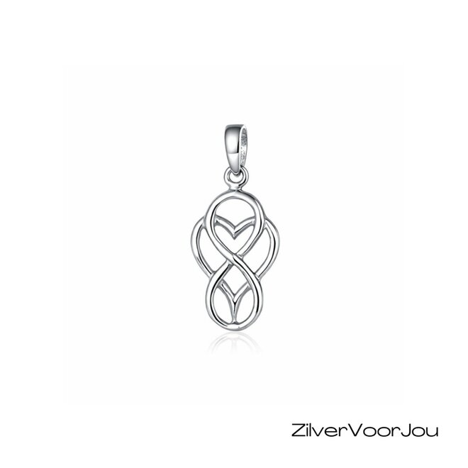 Zilveren infinity hart tribal kettinghanger