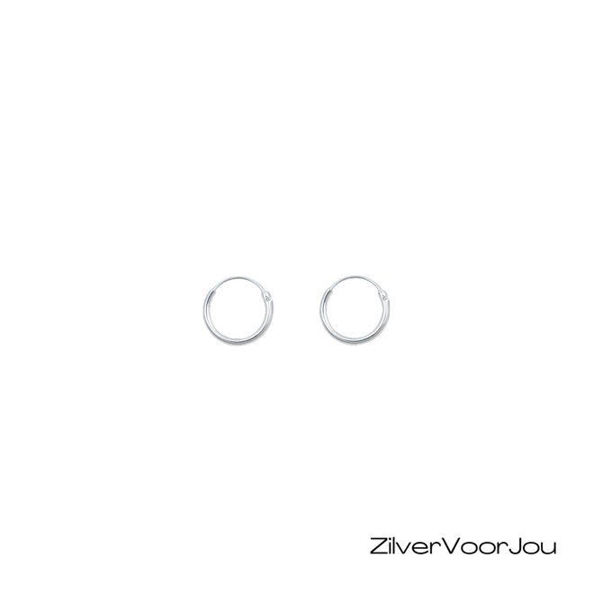 Zilveren mini creolen oorringen ronde buis 10 x 1.2 mm breed