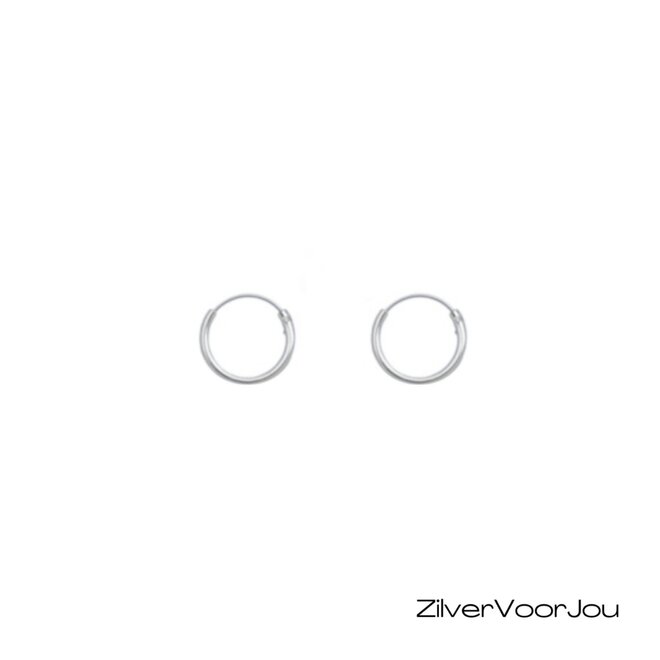 Zilveren mini creolen oorringen ronde buis 12 x 1.2 mm breed