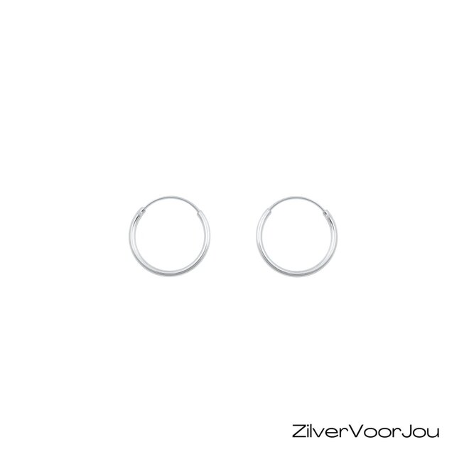 Zilveren kleine creolen oorringen ronde buis 16 x 1.2 mm breed