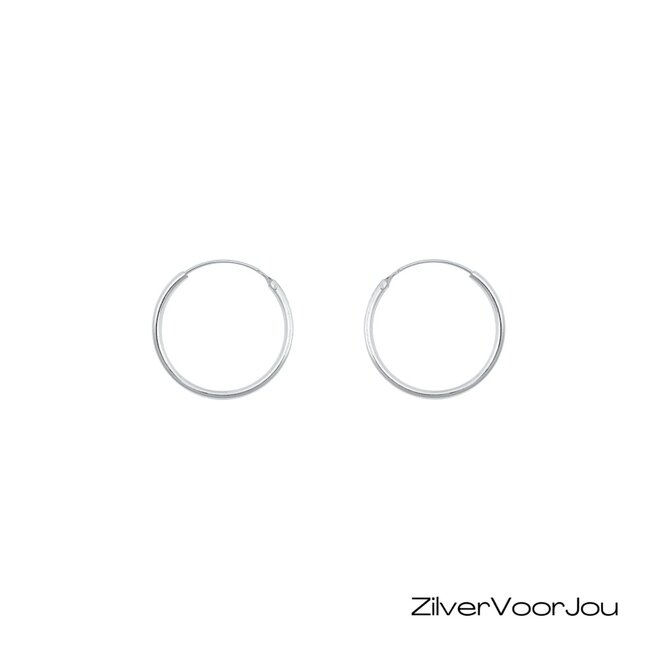 Zilveren creolen oorringen  20 mm 1.2 mm breed