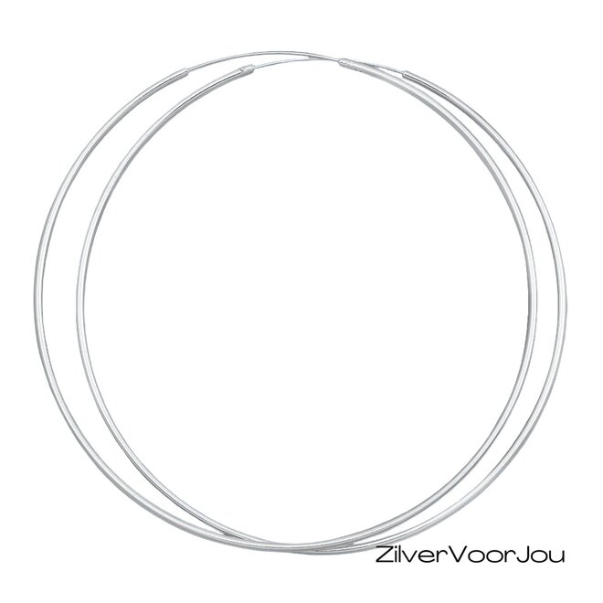 Zilveren creolen oorringen groot 80 mm 1.5 mm ronde buis