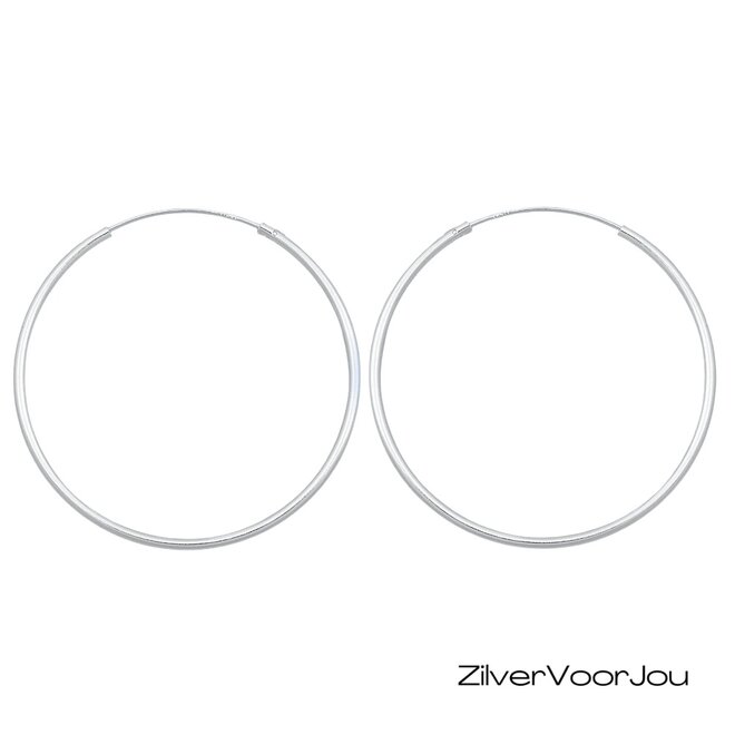 Zilveren creolen oorringen groot 45 mm 1.5 mm breed