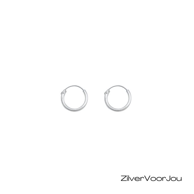 Zilveren mini creolen oorringen ronde buis 12  x 1.5 mm breed