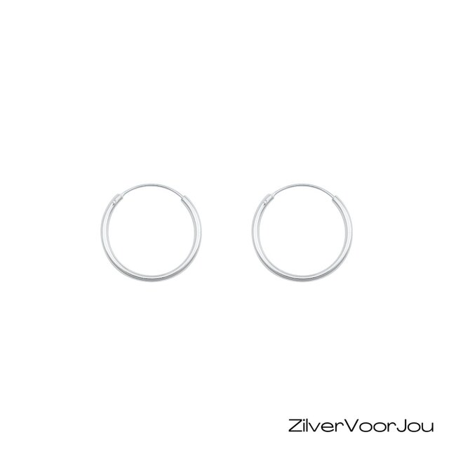 Zilveren kleine oorringen ronde buis 20  x 1.5 mm breed