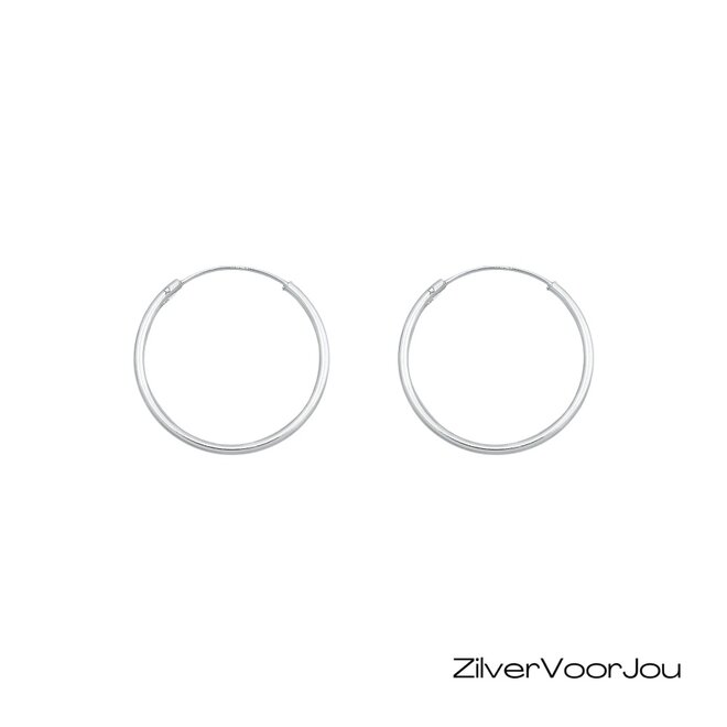 Zilveren oorringen 25 mm 1.5 mm breed