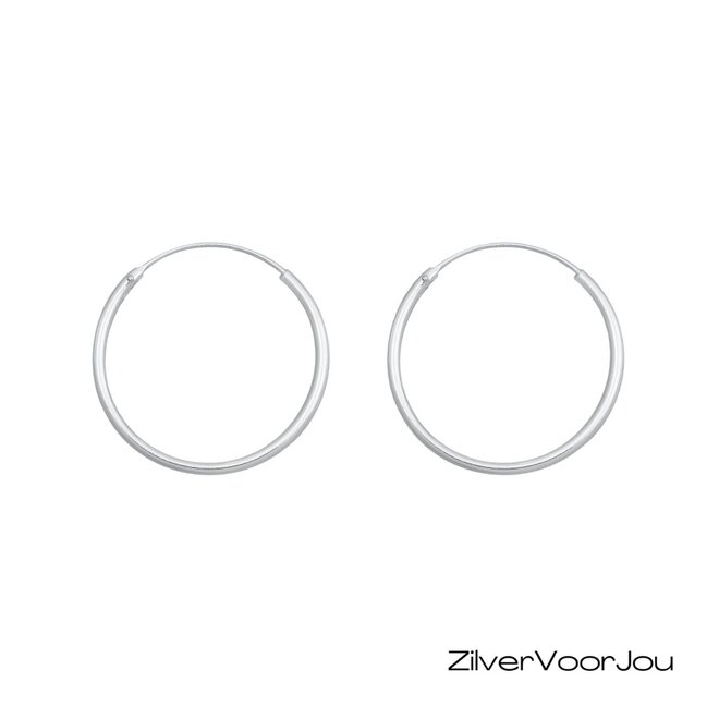 Zilveren creolen oorringen groot 30 mm 1.5 mm breed