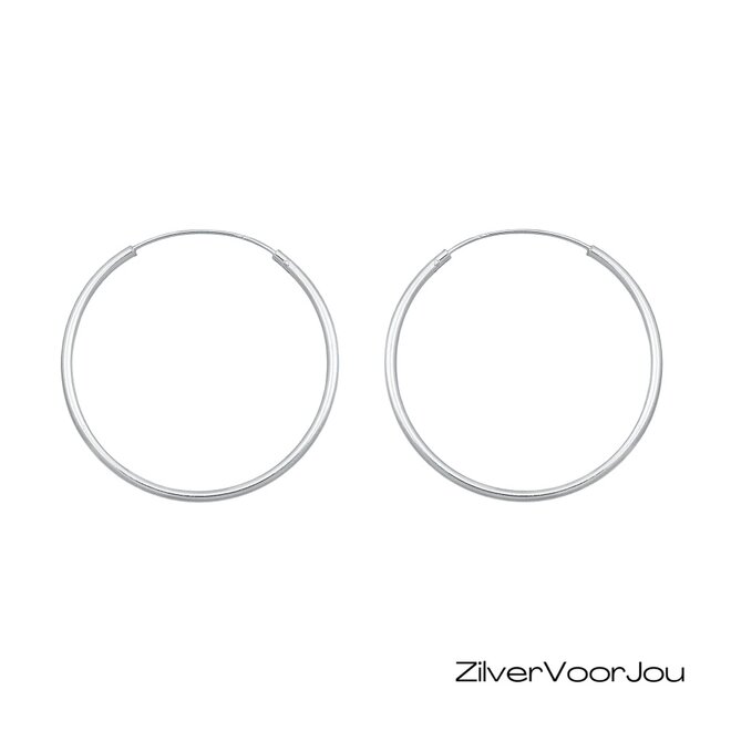 Zilveren creolen oorringen groot 35 mm 1.5 mm breed