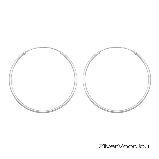 Zilveren creolen oorringen groot 40 mm 1.5 mm breed
