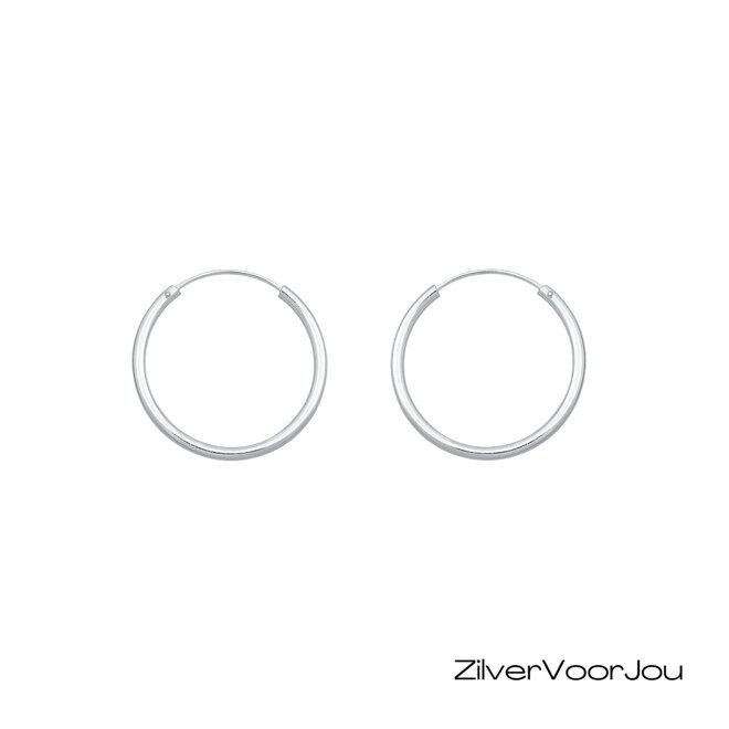 Zilveren oorringen ronde buis 25  x 2 mm breed