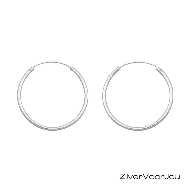 Zilveren oorringen ronde buis 35 x 2 mm breed
