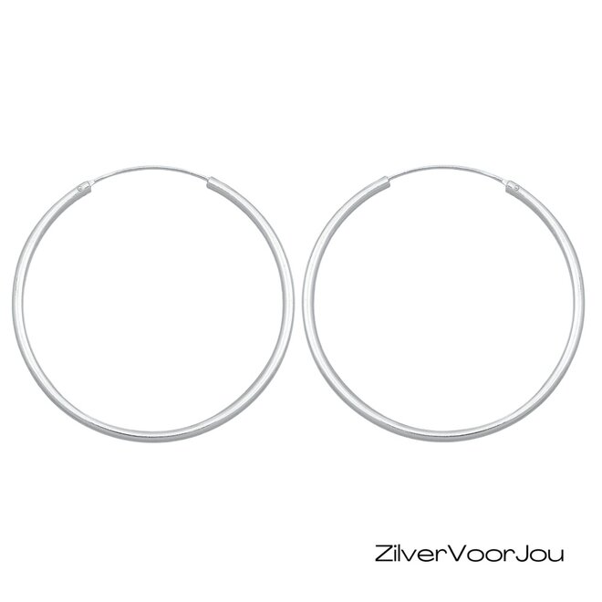 Zilveren creolen oorringen groot 45 mm 2 mm breed
