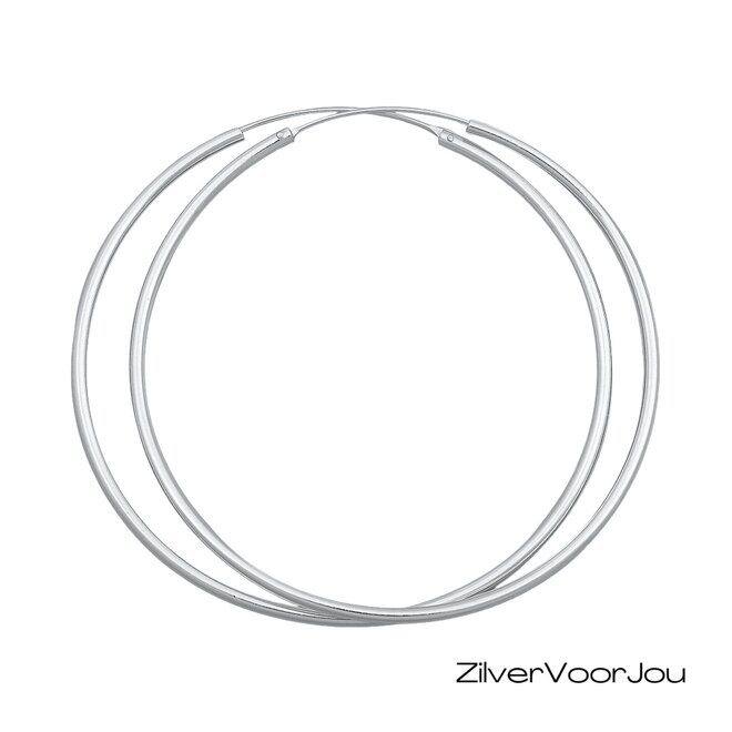Zilveren creolen oorringen groot 70 mm 2 mm breed