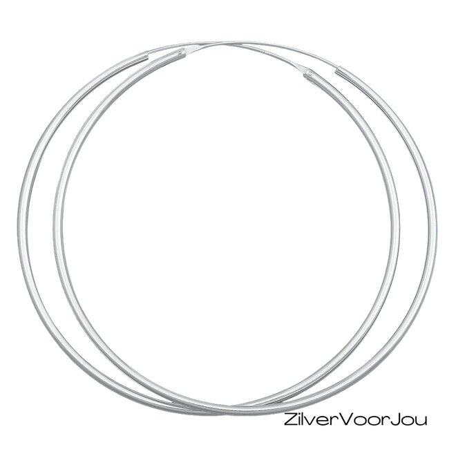 Zilveren grote oorringen groot 80 mm x 2 mm