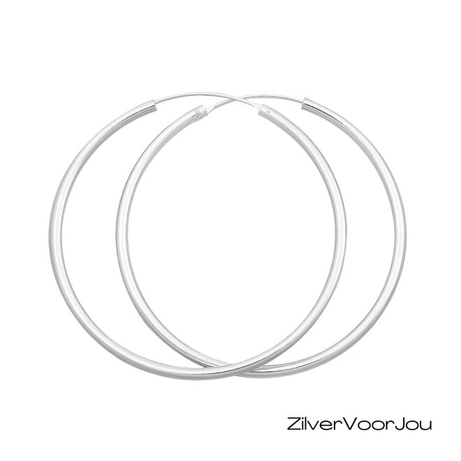 Zilveren creolen oorringen groot 60 mm 2.5 mm breed