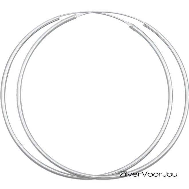Zilveren zeer grote oorringen 90 mm 2 mm ronde buis