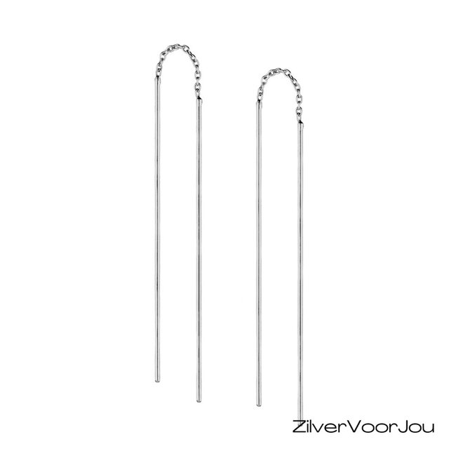 Zilveren doorhaaloorbellen  threader staaf