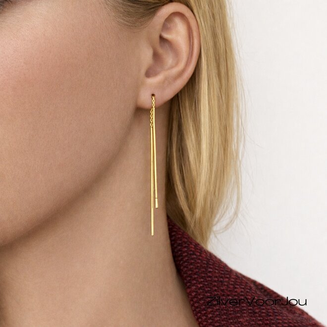 Gold plated 925 zilveren doorhaaloorbellen staaf