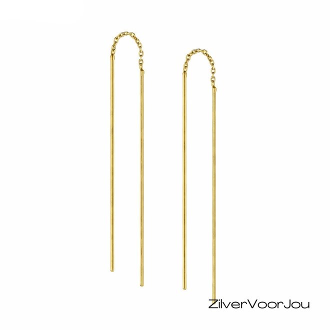 Gold plated zilveren doorhaaloorbellen staaf