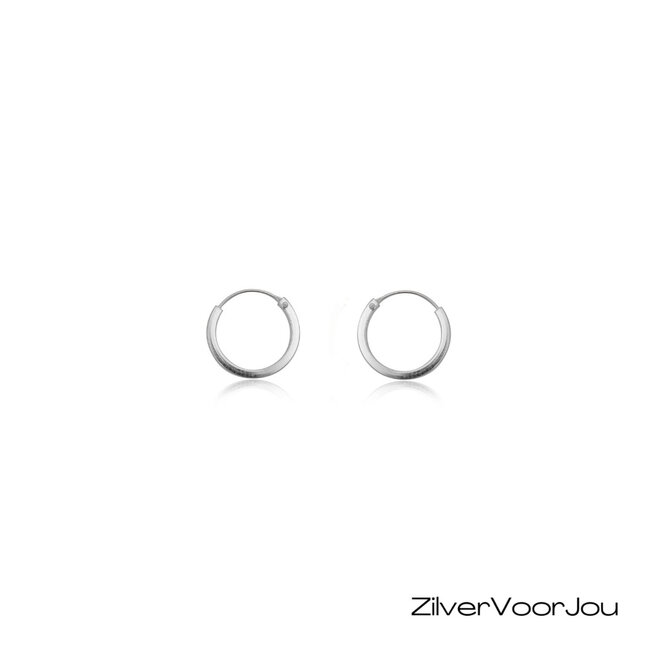 Zilveren mini oorringen 12 mm 1,5 mm vierkante buis