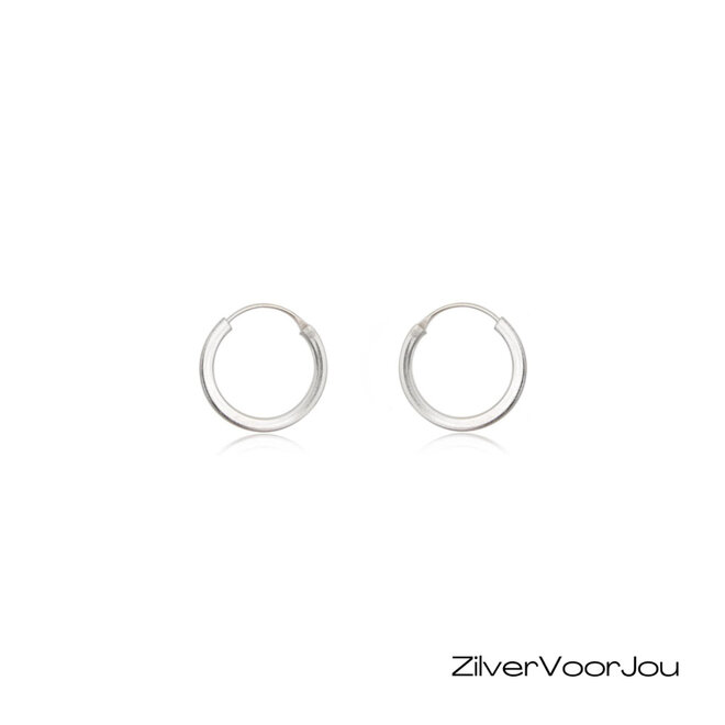Zilveren oorringen 16 mm 1,5 mm vierkante buis