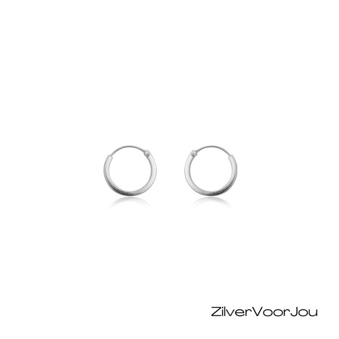 Zilveren oorringen 14 mm 1,5 mm vierkante buis