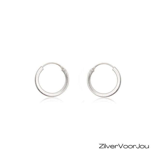 Zilveren oorringen 20 mm 1,5 mm vierkante buis