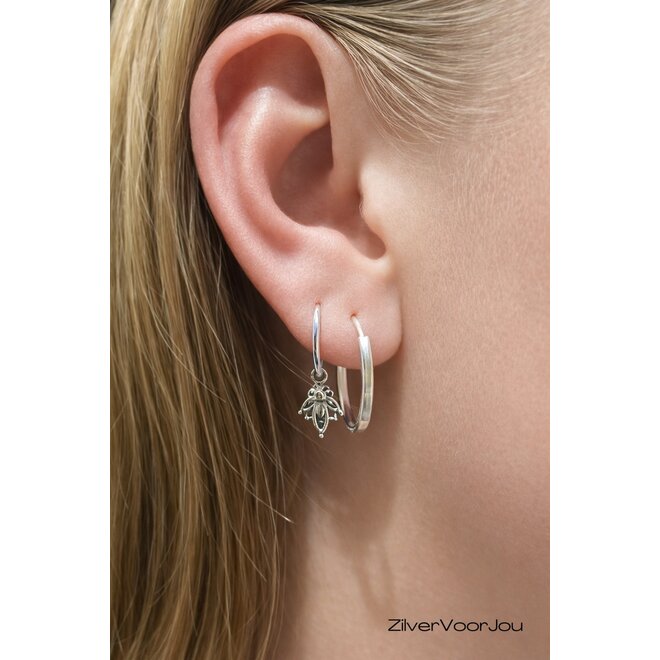 Zilveren oorringen 20 mm 1,5 mm vierkante buis