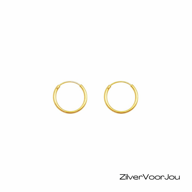 Gold plated 925 zilveren oorringen 16 x 1.5 mm