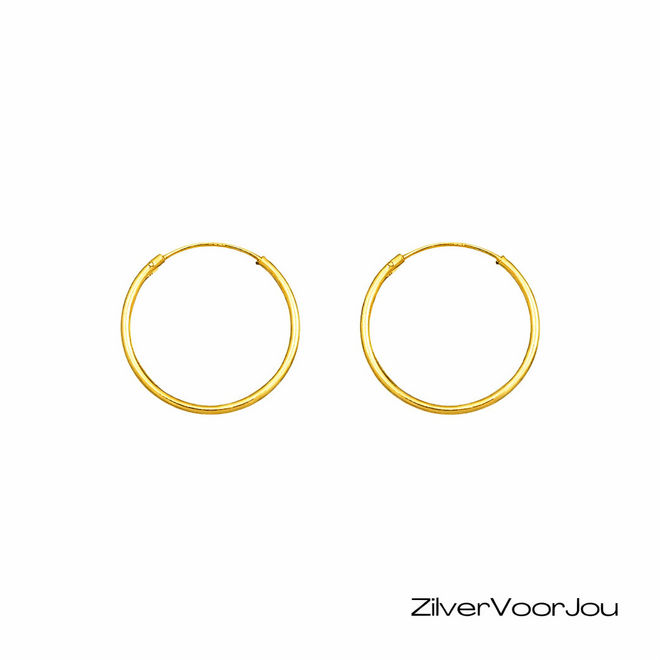 925 zilveren gold plated oorringen 26 x 1.2 mm