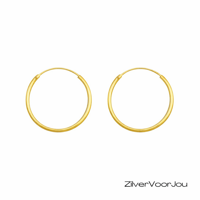 ZIlveren oorringen gold plated 30 mm