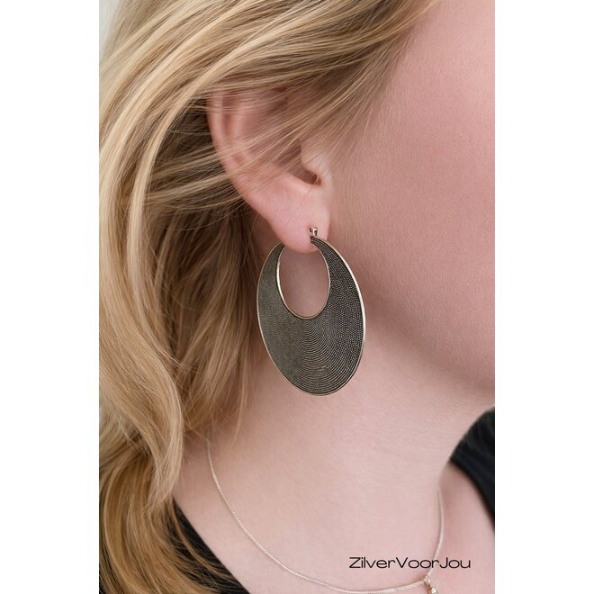 Zilveren grote Balinese oorringen 50 mm