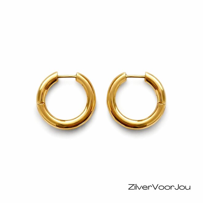Gold plated 925 zilveren  ronde  huggie hoops