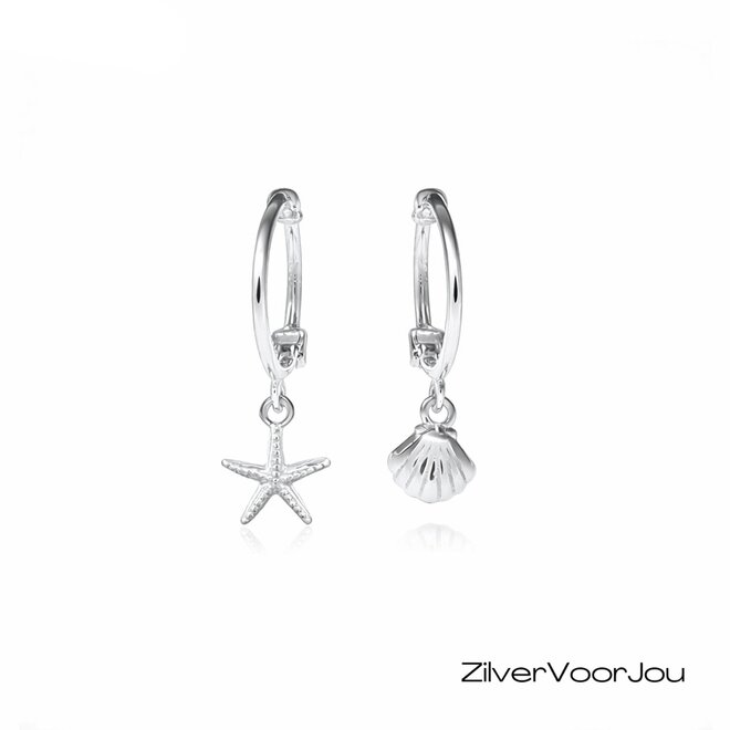 Zilveren sea of life huggie hoops