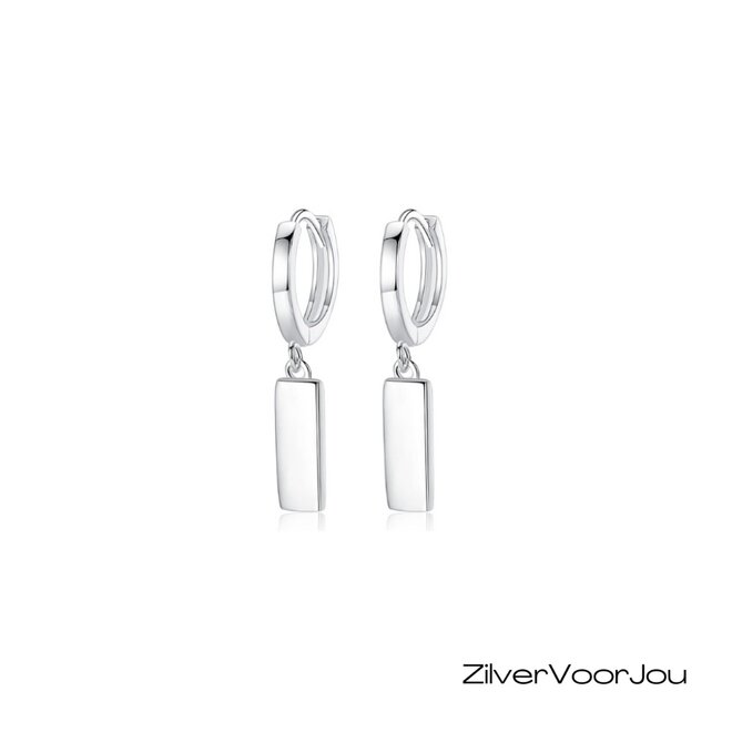 Zilveren bar huggie hoops