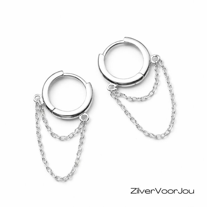 Zilveren chain huggie hoops