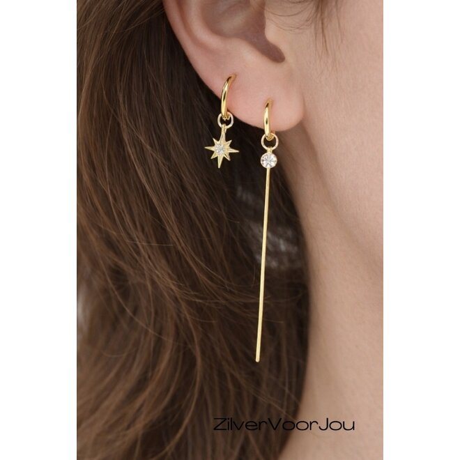 Gold plated 925 zilver star bar huggie hoops