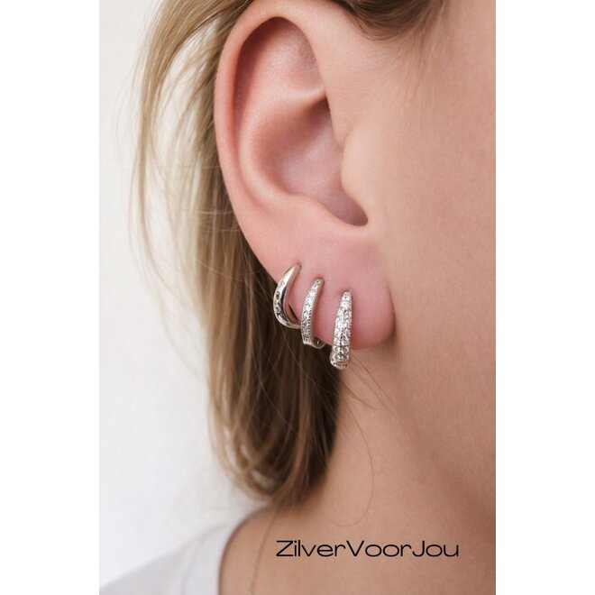 Zilveren huggie hoops sparkling