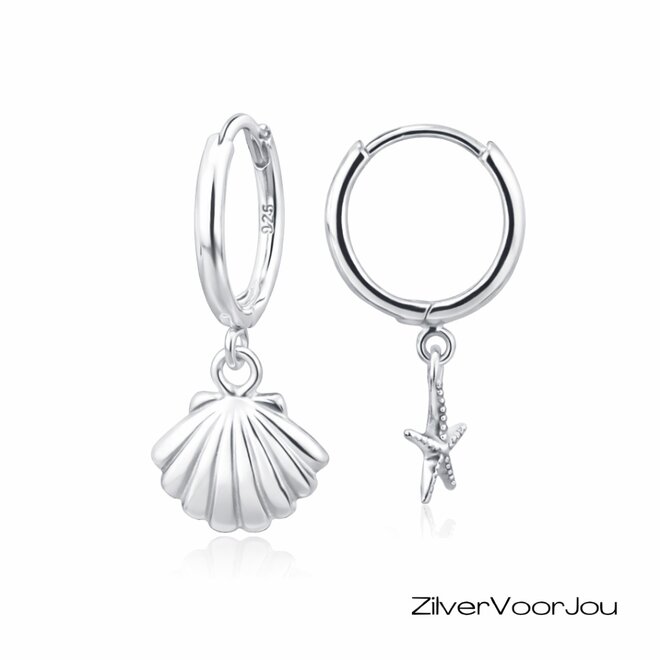 925 zilveren sea of life huggie oorringen