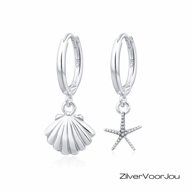 925 zilveren sea of life huggie oorringen