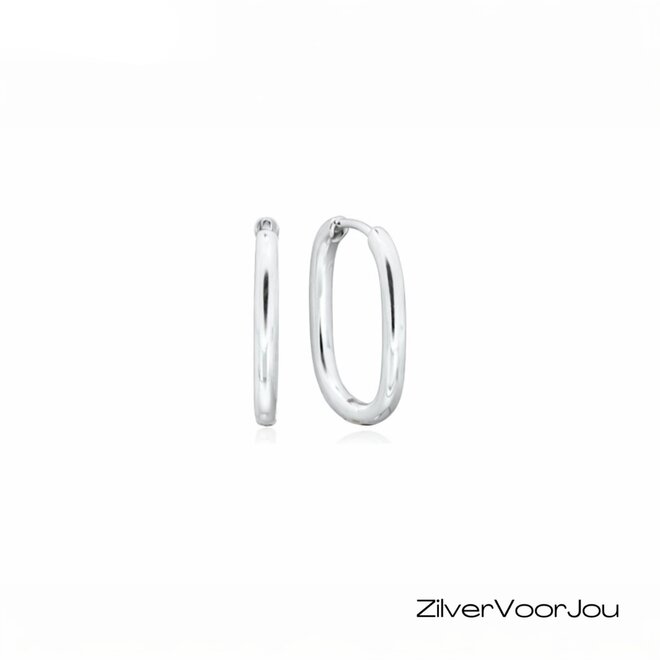 Zilveren ovale huggie hoops