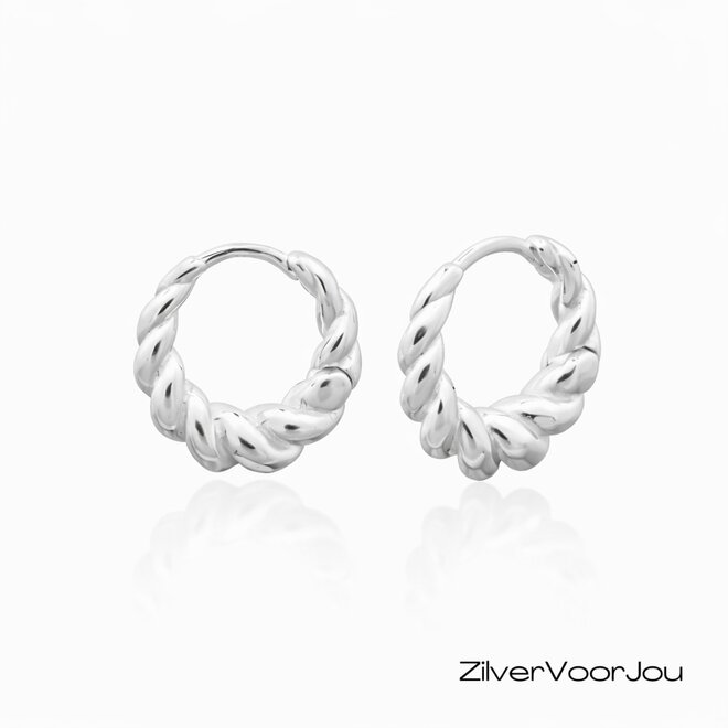 Zilveren croissant oorringen