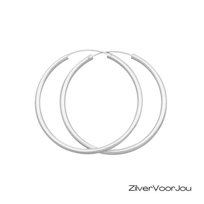 Zilveren creolen oorringen groot 50 mm 3 mm breed