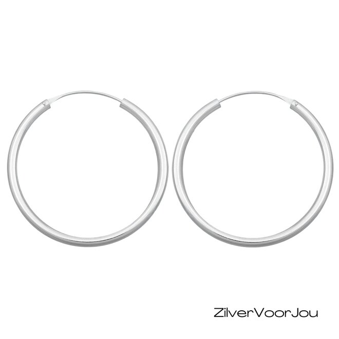 Zilveren creolen oorringen groot 45 mm 3 mm breed