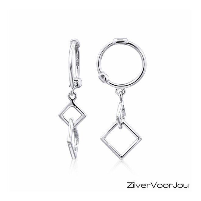 Zilveren squares huggie hoops