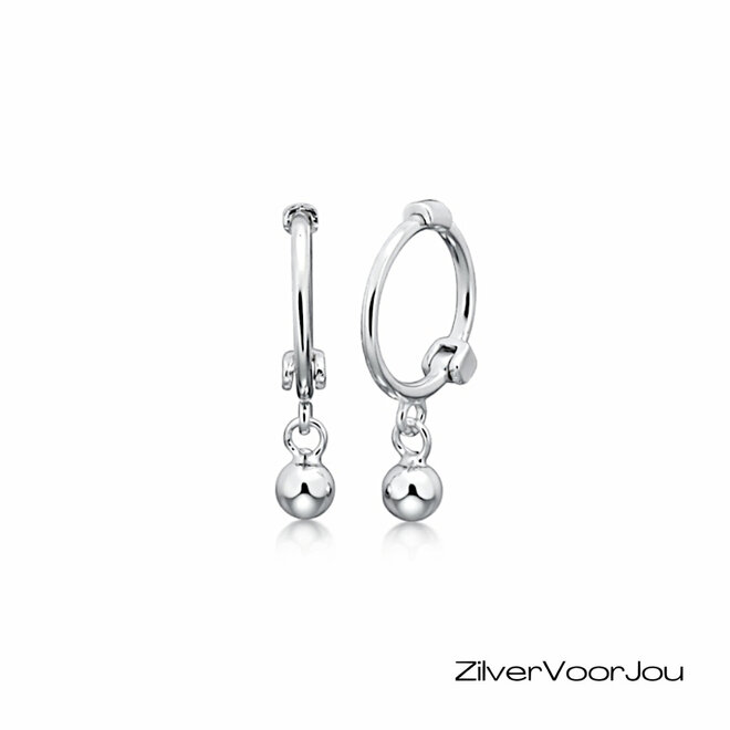 Zilveren mini huggie hoops ball