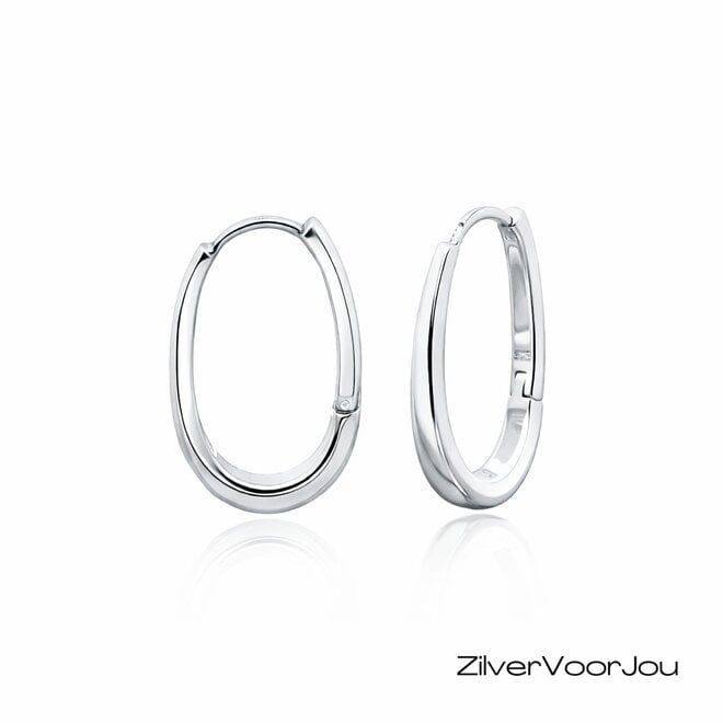 Zilveren ovale oorringen