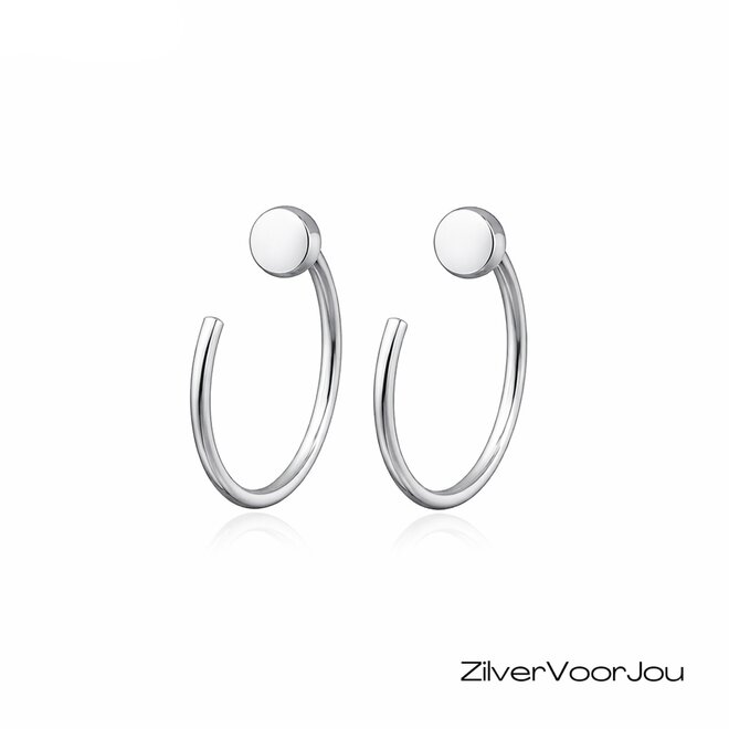 Zilveren open mini cirkel huggie oorringen