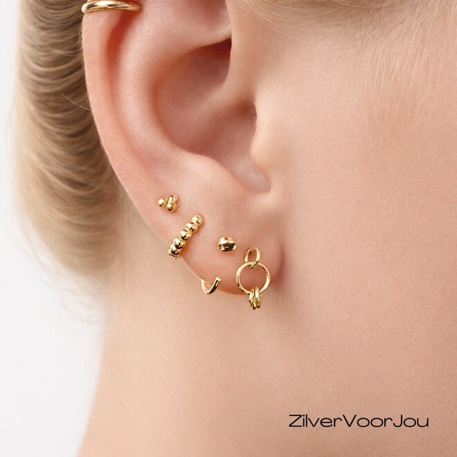 Gold plated 925 zilveren huggie hoops dots mini gold plated