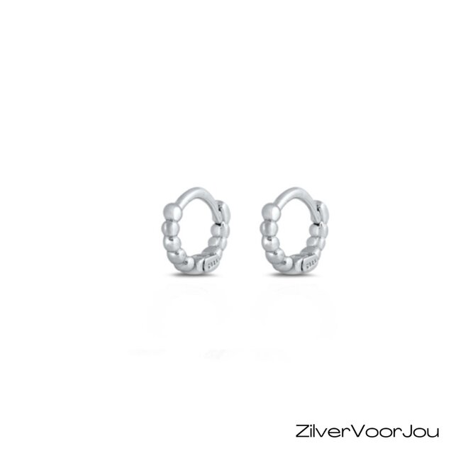 Zilveren huggie hoops dots mini